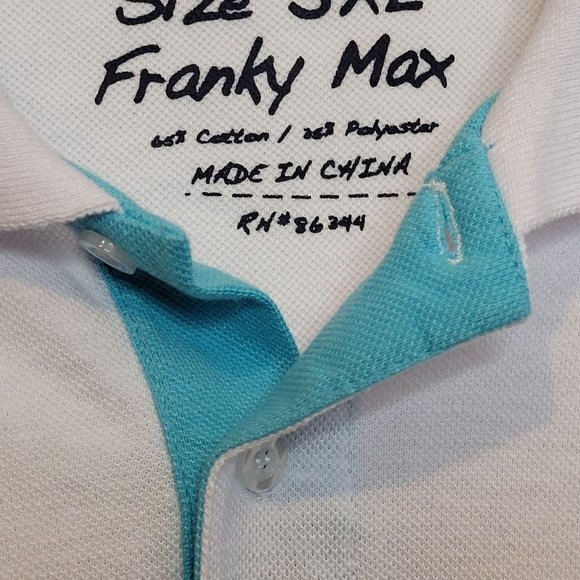 Franky Max Polo Size 3XL Big Pony White Teal Number 9 - Picture 5 of 7